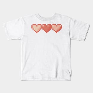 Beige Hearts in a Row Pixel Art Kids T-Shirt